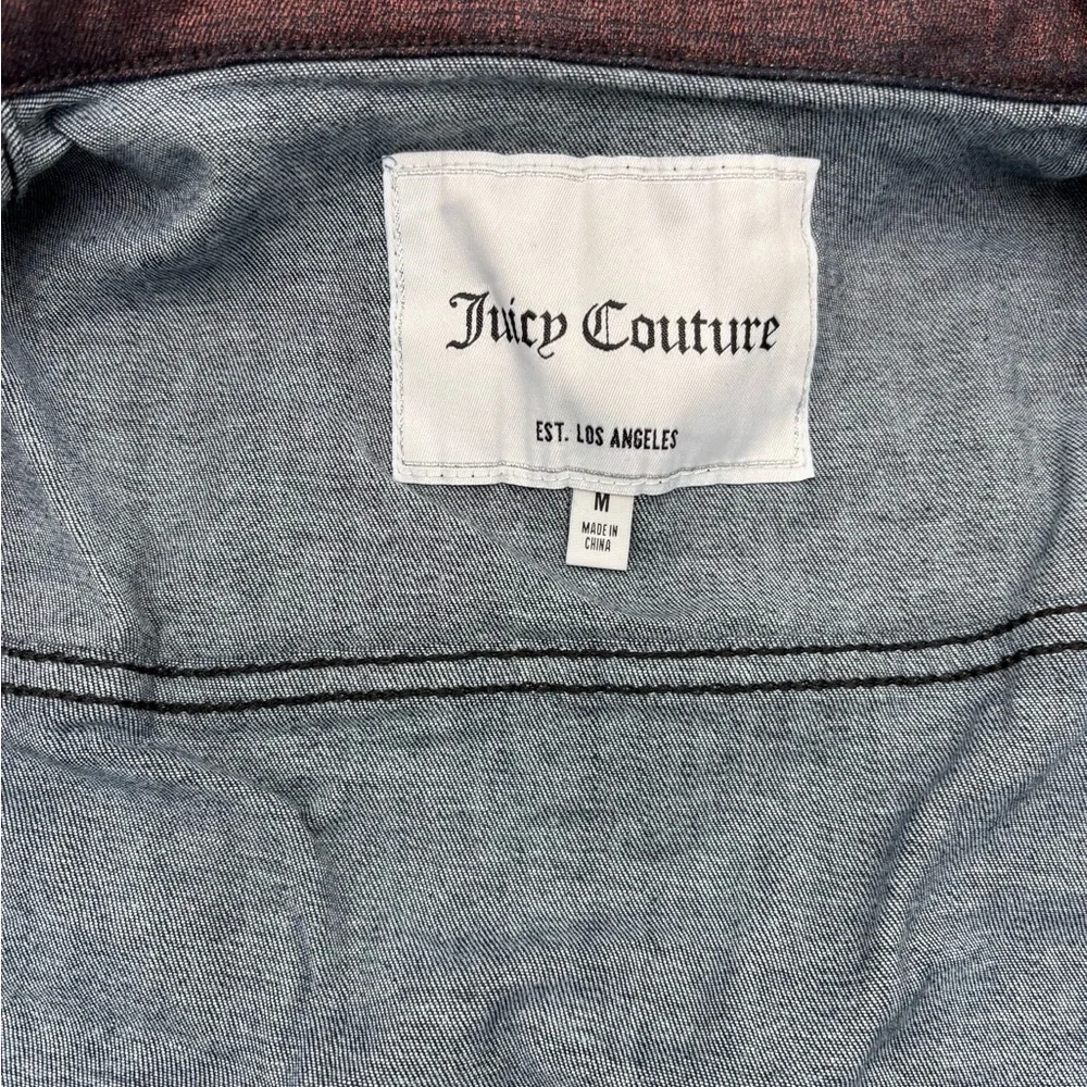 Juicy Couture‎ Metallic Plum Cropped Denim Jacket Women's Medium Button
